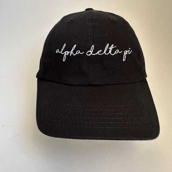 Alpha Delta Pi Dad Hat Embroidered Cap Adjustable Strap Back Black One Size - Picture 1 of 8